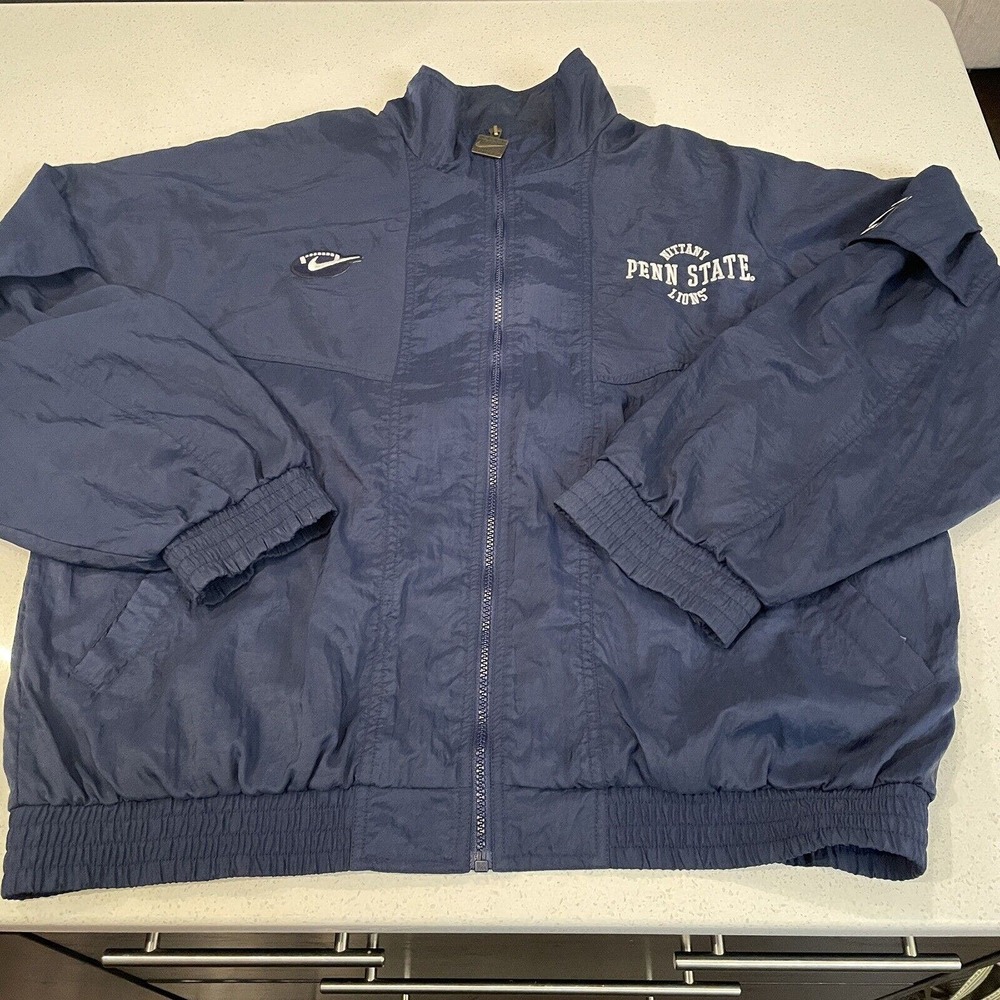 Nike Sports NCAA Penn State Football Windbreaker Jacket Size L Vintage
